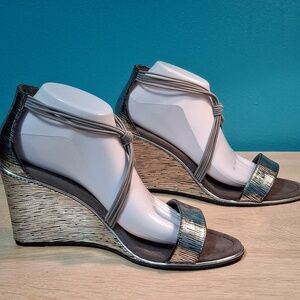 New York Transit Metallic Wedge Sandals